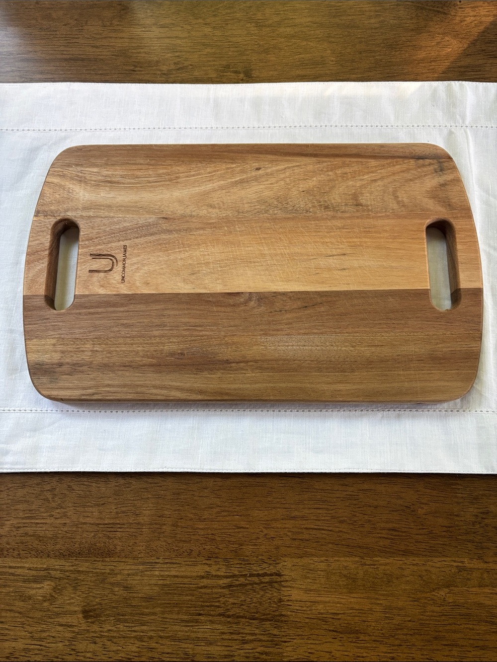 Uncommon James Two-Tone Acacia Wood Serving Board in Light and Dark Brown
